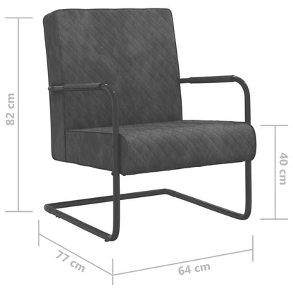 Silla cantilever terciopelo gris oscuro