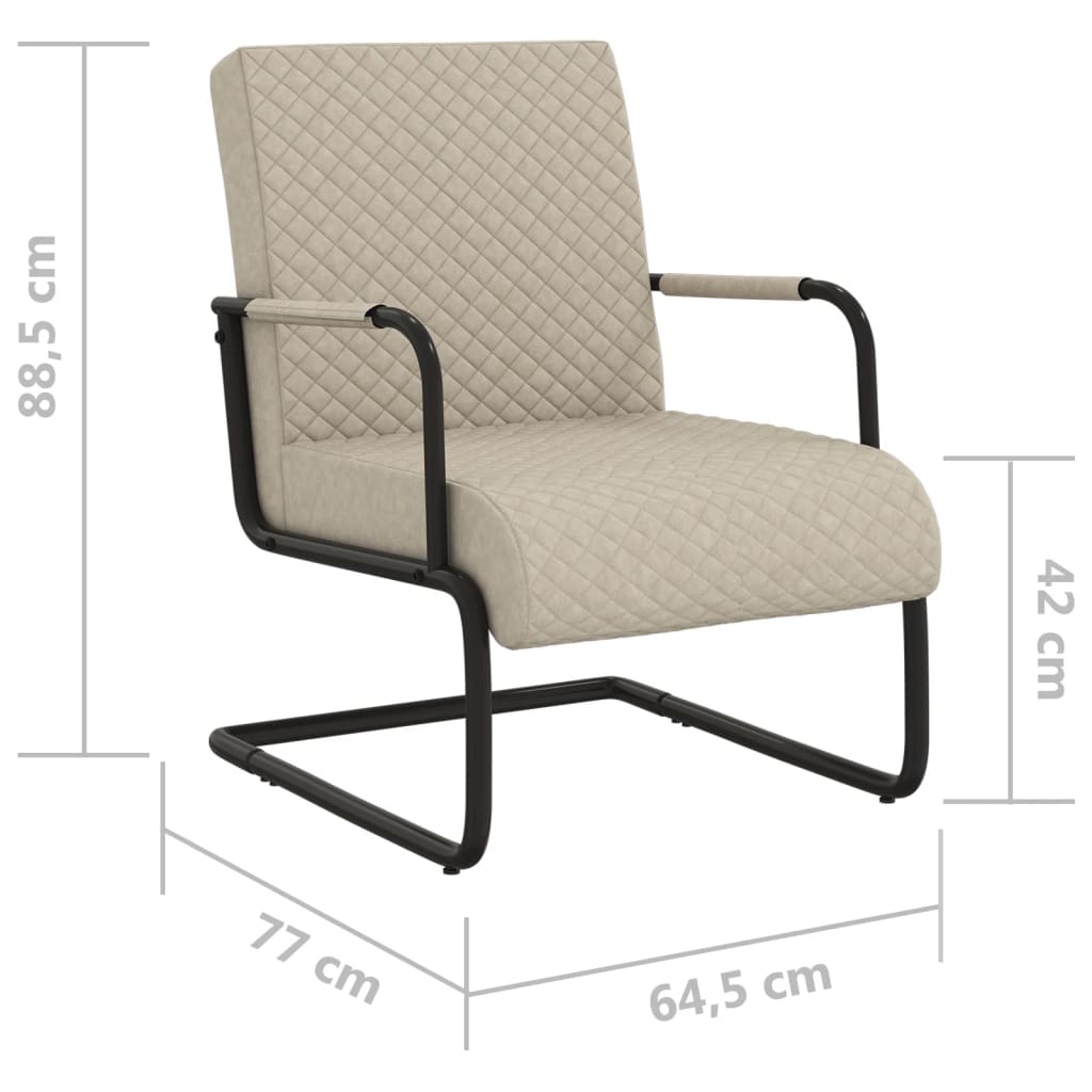 Silla cantilever de piel sintética gris claro