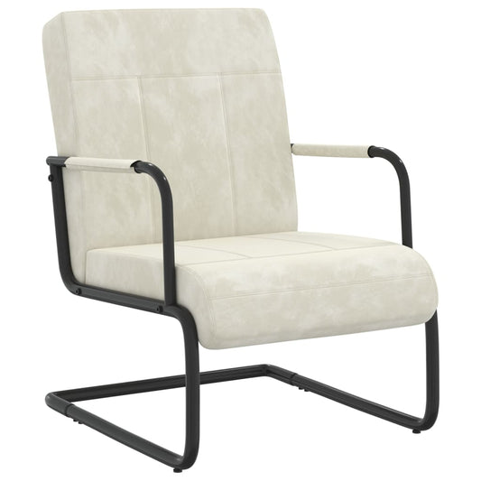 Silla cantilever terciopelo blanco crema