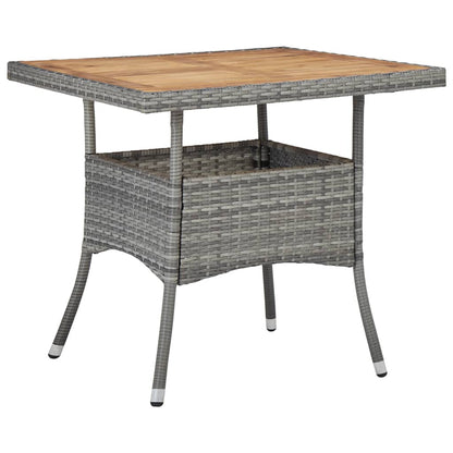 5 uds. Conjunto de comedor de jardín de polirratán gris y madera de acacia