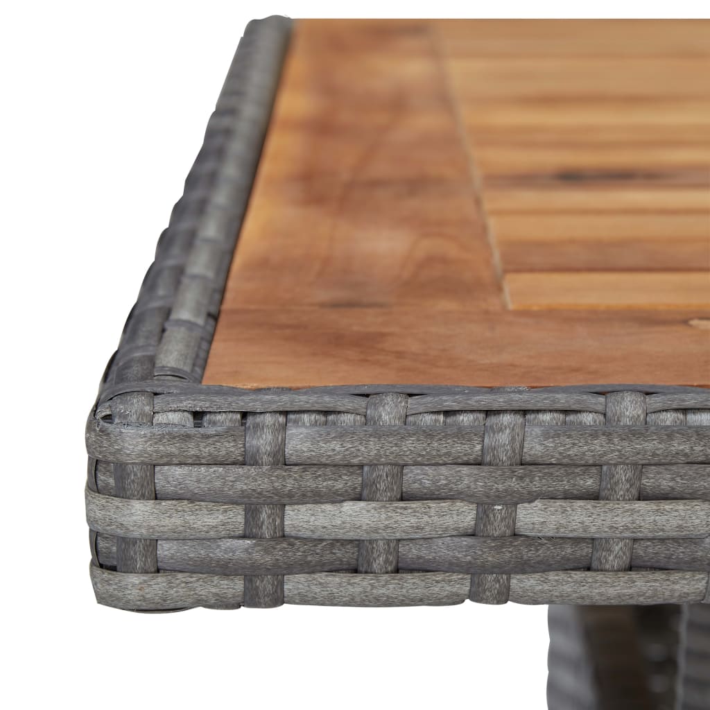 5 uds. Conjunto de comedor de jardín de polirratán gris y madera de acacia