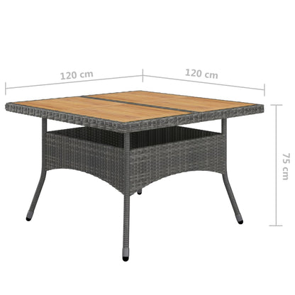 9-tlg. Garten-Essgruppe Poly Rattan und Akazienholz Grau