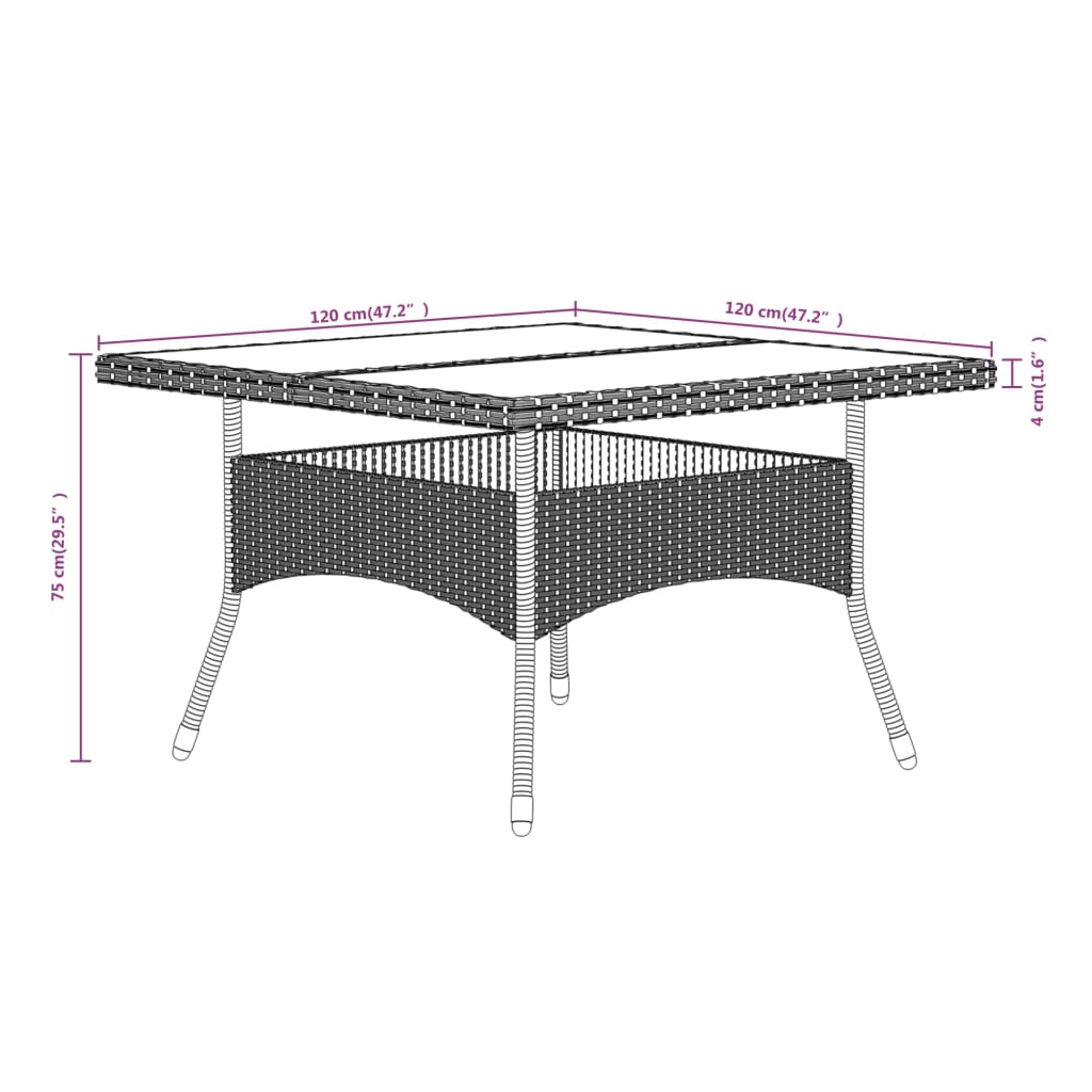 5 uds. Conjunto de comedor de jardín de ratán sintético y madera maciza de acacia negra