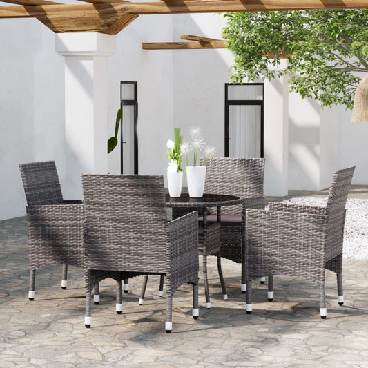 5-tlg. Garten-Essgruppe Poly Rattan Grau