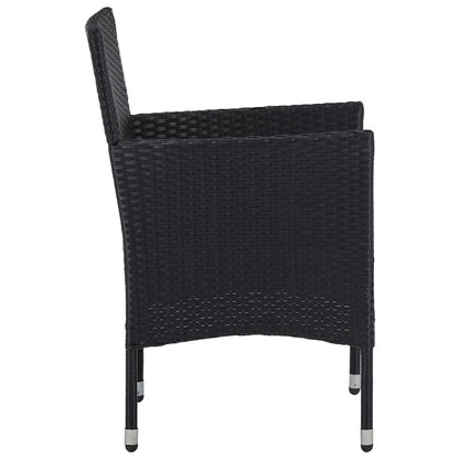 11 uds. Conjunto de comedor de jardín poliratán negro