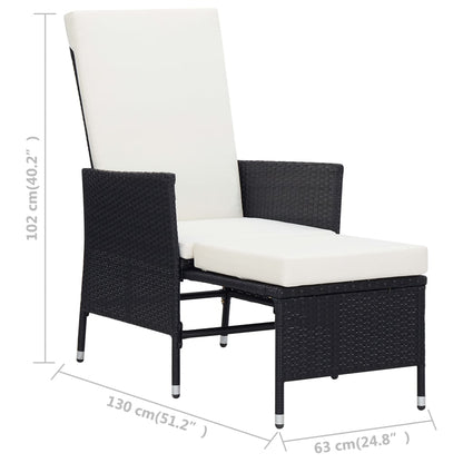 3-tlg. Garten-Lounge-Set mit Kissen Poly-Rattan Schwarz