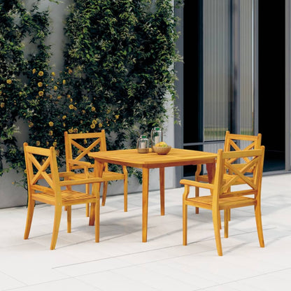 5 pièces. Groupe de repas de jardin en bois d'acacia massif