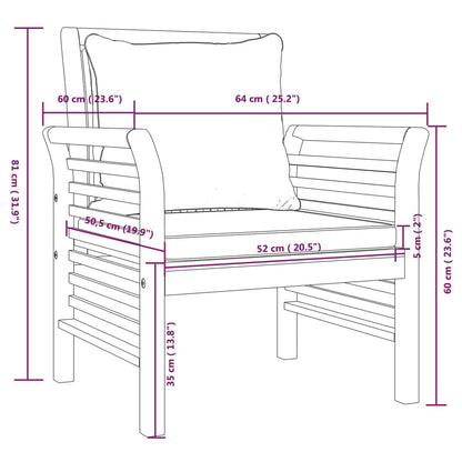 5 uds. Conjunto de salón de jardín con cojines de madera maciza de acacia.