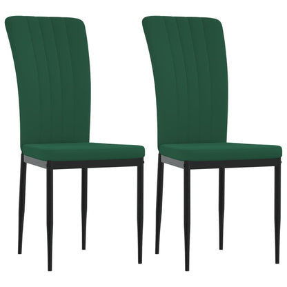 Sillas de comedor 2 uds. Terciopelo verde oscuro.