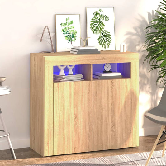 Sideboard mit LED-Leuchten Sonoma-Eiche 80x35x75 cm