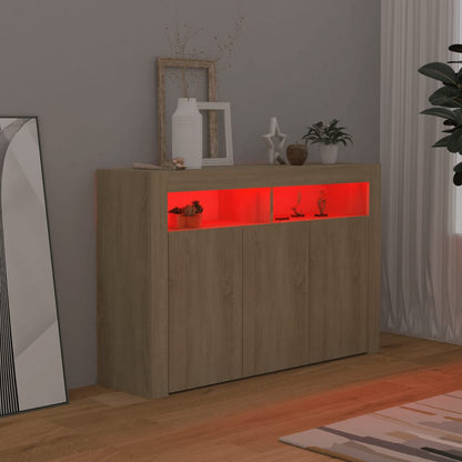 Buffet avec lumières LED Chêne Sonoma 115,5x30x75 cm