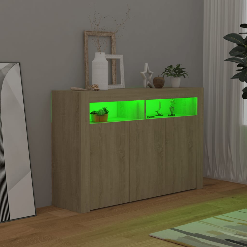 Buffet avec lumières LED Chêne Sonoma 115,5x30x75 cm