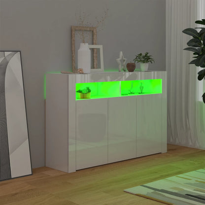 Sideboard mit LED-Leuchten Hochglanz-Weiß 115,5x30x75 cm