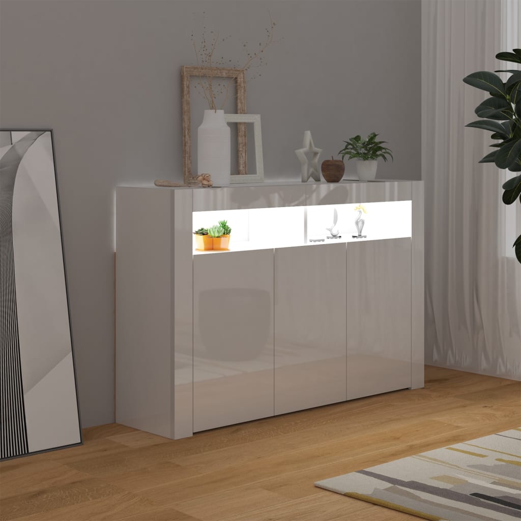 Sideboard mit LED-Leuchten Hochglanz-Weiß 115,5x30x75 cm