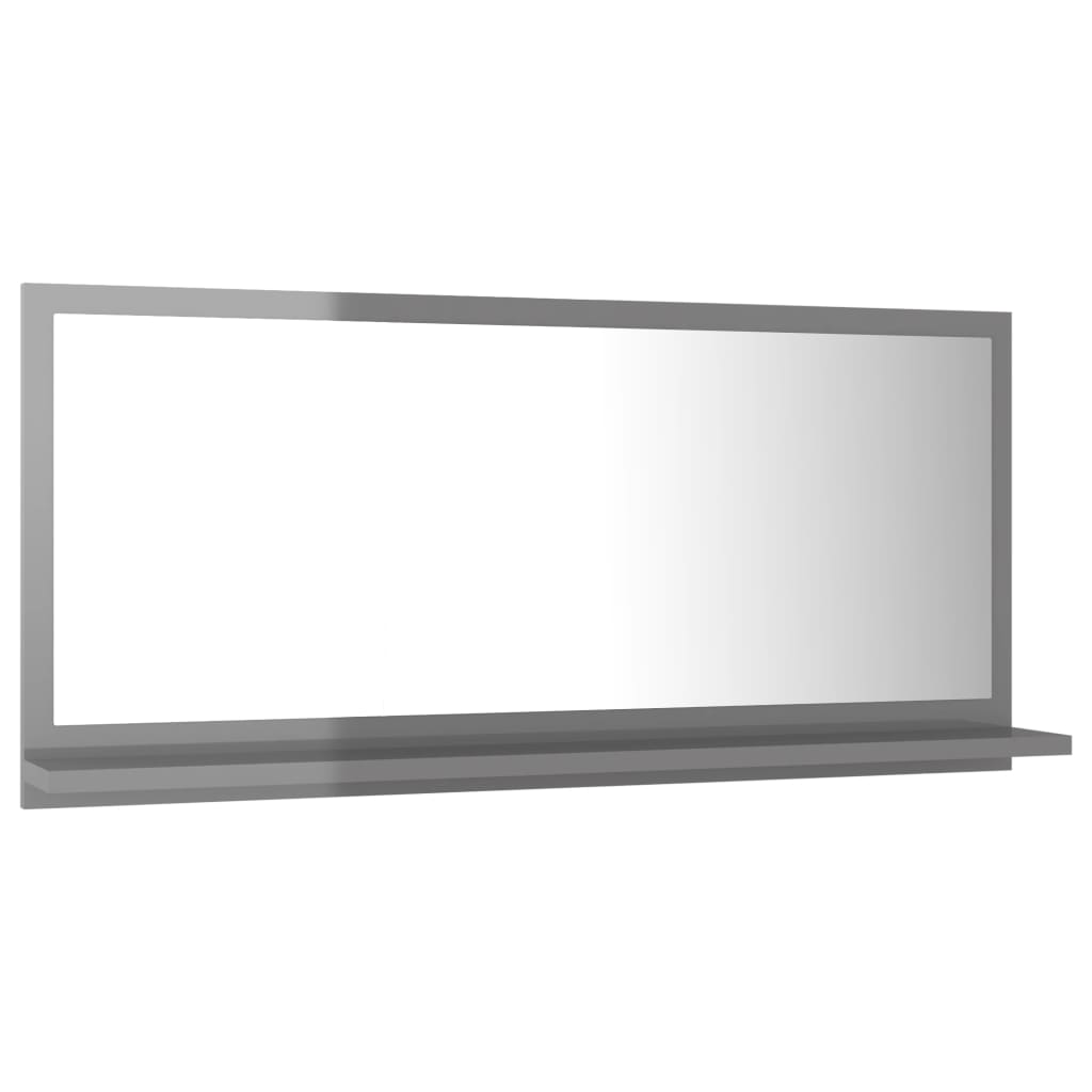 Miroir de salle de bain gris brillant 80x10,5x37 cm en bois