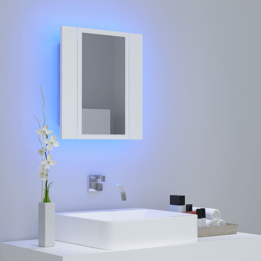 Armoire de toilette LED avec miroir blanc 40x12x45 cm acrylique