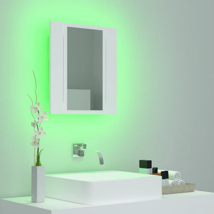 Armoire de toilette LED avec miroir blanc 40x12x45 cm acrylique