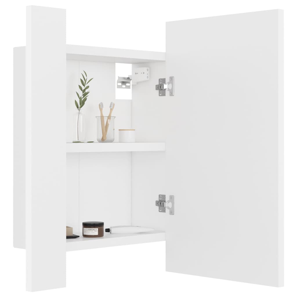 Armoire de toilette LED avec miroir blanc 40x12x45 cm acrylique