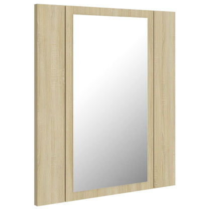 Armoire de toilette LED avec miroir de salle de bain Chêne Sonoma 40x12x45 cm acrylique