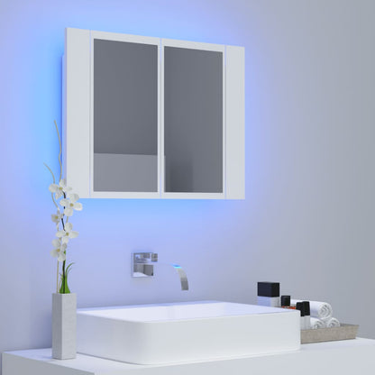 Armoire de toilette LED avec miroir blanc 60x12x45 cm acrylique