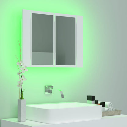 Armoire de toilette LED avec miroir blanc 60x12x45 cm acrylique