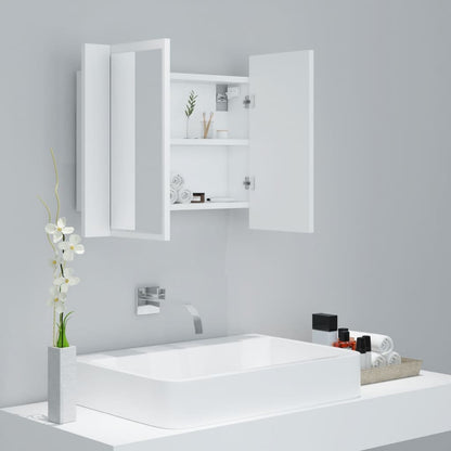 Armoire de toilette LED avec miroir blanc 60x12x45 cm acrylique