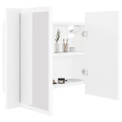 Armoire de toilette LED avec miroir blanc 60x12x45 cm acrylique