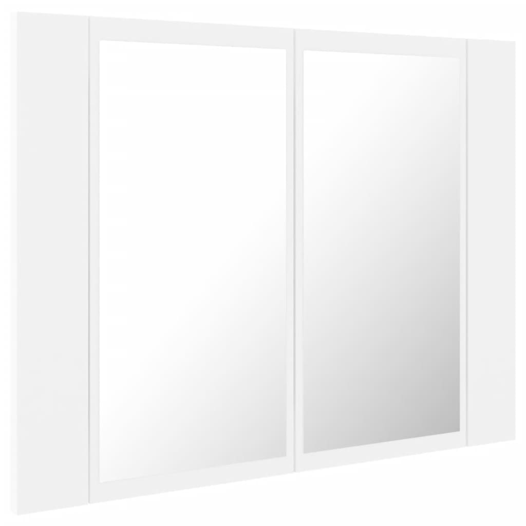 Armoire de toilette LED avec miroir blanc 60x12x45 cm acrylique