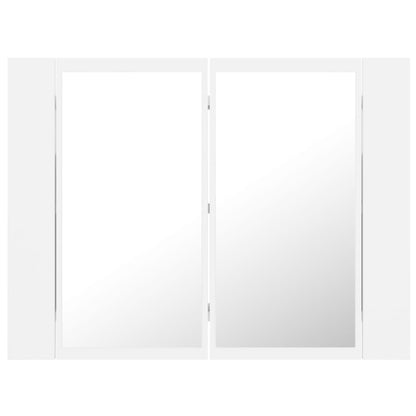 Armoire de toilette LED avec miroir blanc 60x12x45 cm acrylique