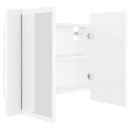 Armoire de toilette LED avec miroir blanc 60x12x45 cm acrylique