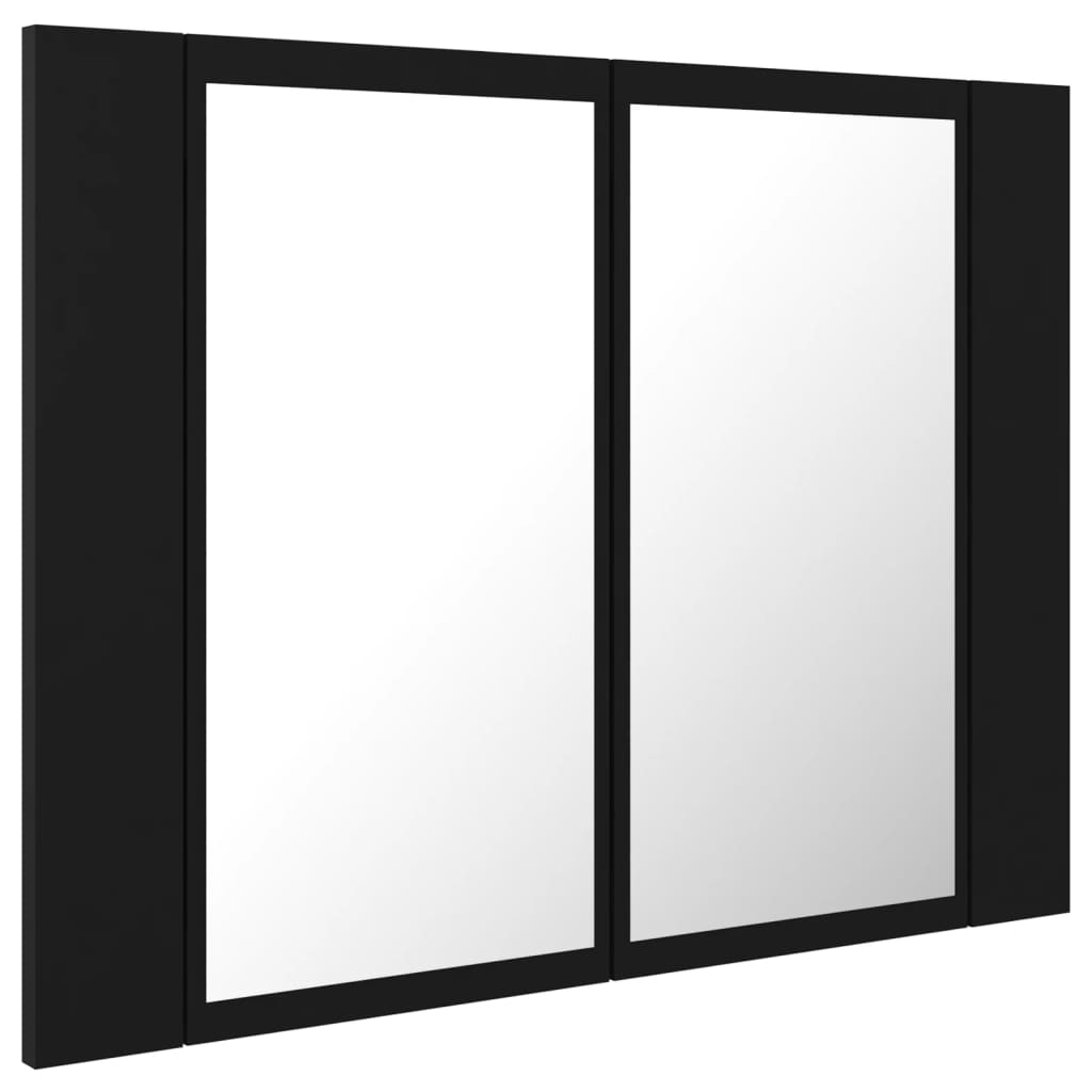 Armoire de toilette LED avec miroir noir 60x12x45 cm acrylique