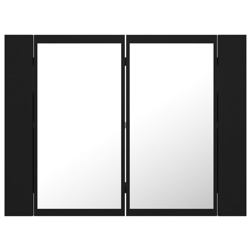 Armoire de toilette LED avec miroir noir 60x12x45 cm acrylique