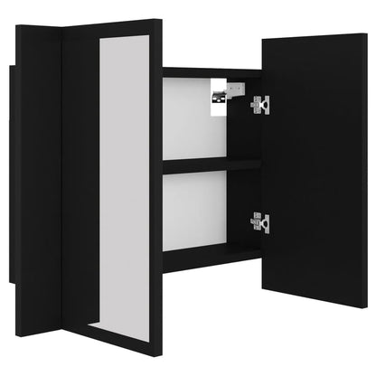 Armoire de toilette LED avec miroir noir 60x12x45 cm acrylique