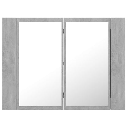 Armoire de toilette LED avec miroir de salle de bain gris béton 60x12x45 cm acrylique