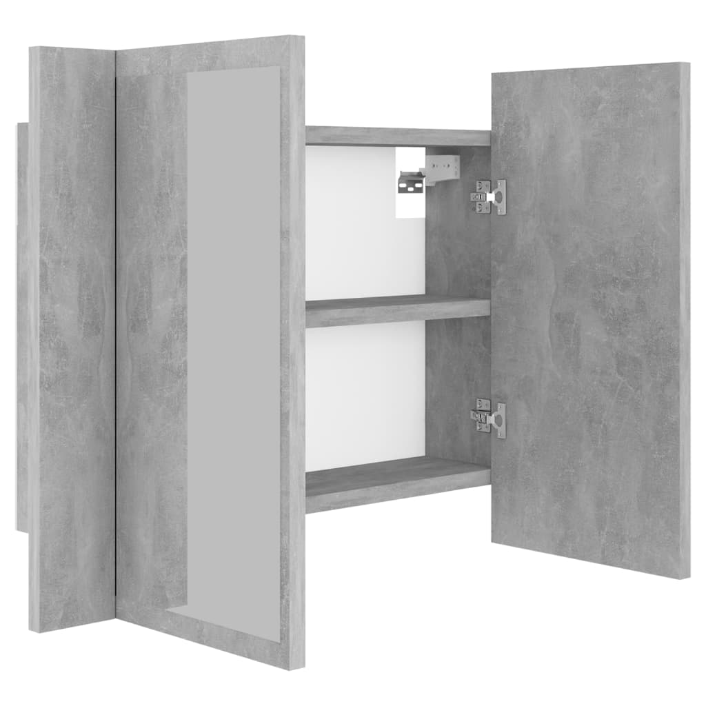 Armoire de toilette LED avec miroir de salle de bain gris béton 60x12x45 cm acrylique