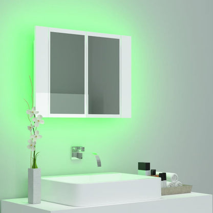 Armoire de toilette LED avec miroir blanc brillant 60x12x45 cm acrylique