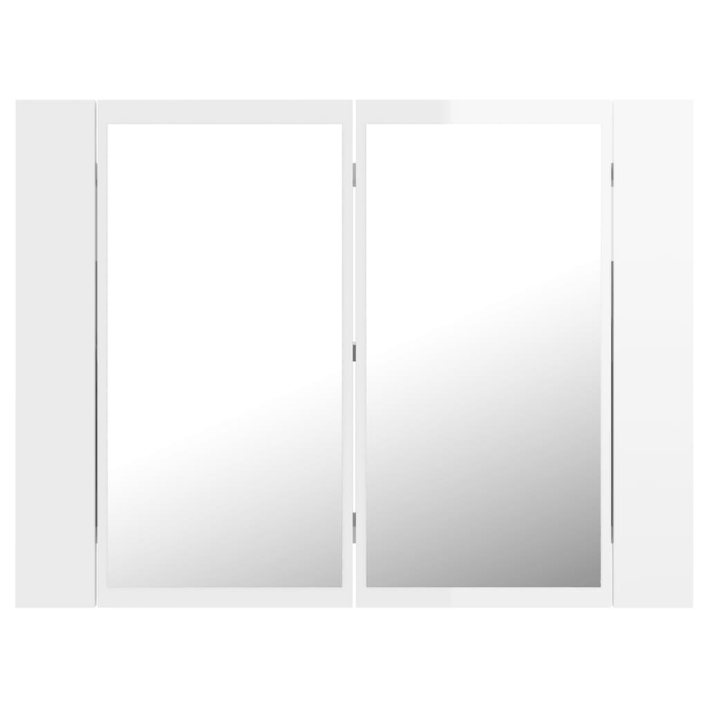 Armoire de toilette LED avec miroir blanc brillant 60x12x45 cm acrylique