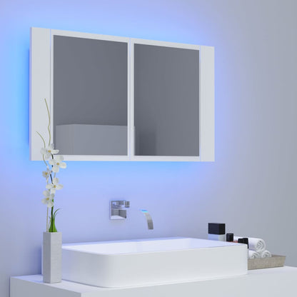 Armoire de toilette LED avec miroir blanc 80x12x45 cm acrylique