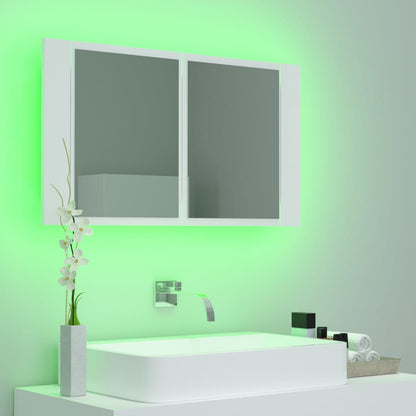 Armoire de toilette LED avec miroir blanc 80x12x45 cm acrylique