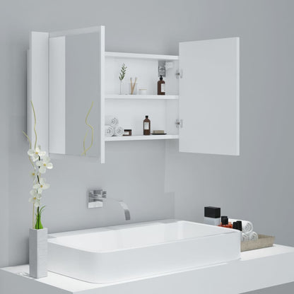 Armoire de toilette LED avec miroir blanc 80x12x45 cm acrylique