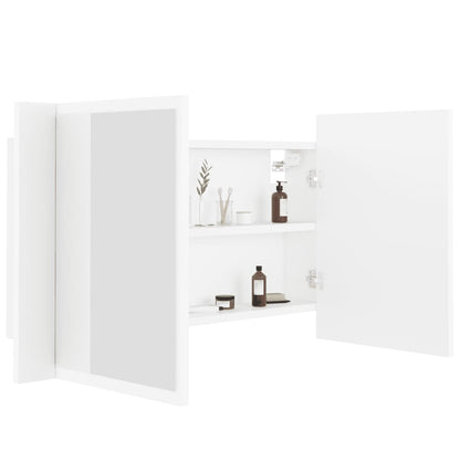 Armoire de toilette LED avec miroir blanc 80x12x45 cm acrylique