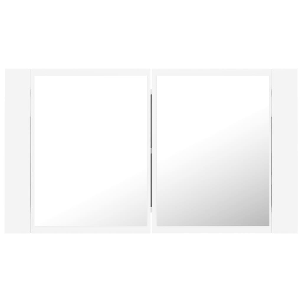 Armoire de toilette LED avec miroir blanc 80x12x45 cm acrylique