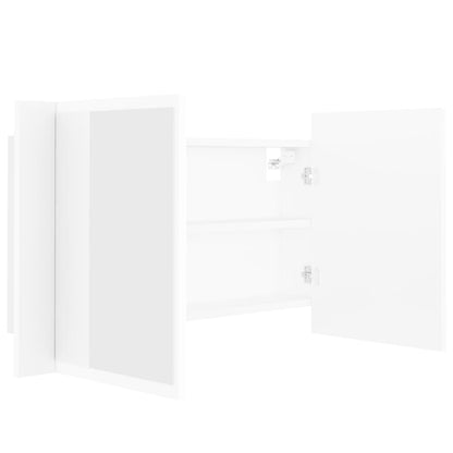 Armoire de toilette LED avec miroir blanc 80x12x45 cm acrylique