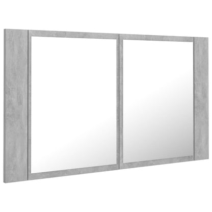 Armoire de toilette LED avec miroir de salle de bain gris béton 80x12x45 cm acrylique