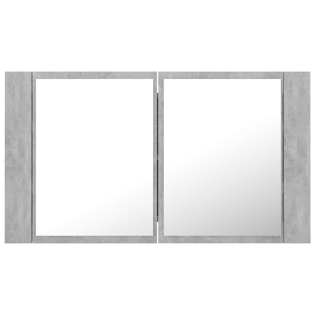 Armoire de toilette LED avec miroir de salle de bain gris béton 80x12x45 cm acrylique