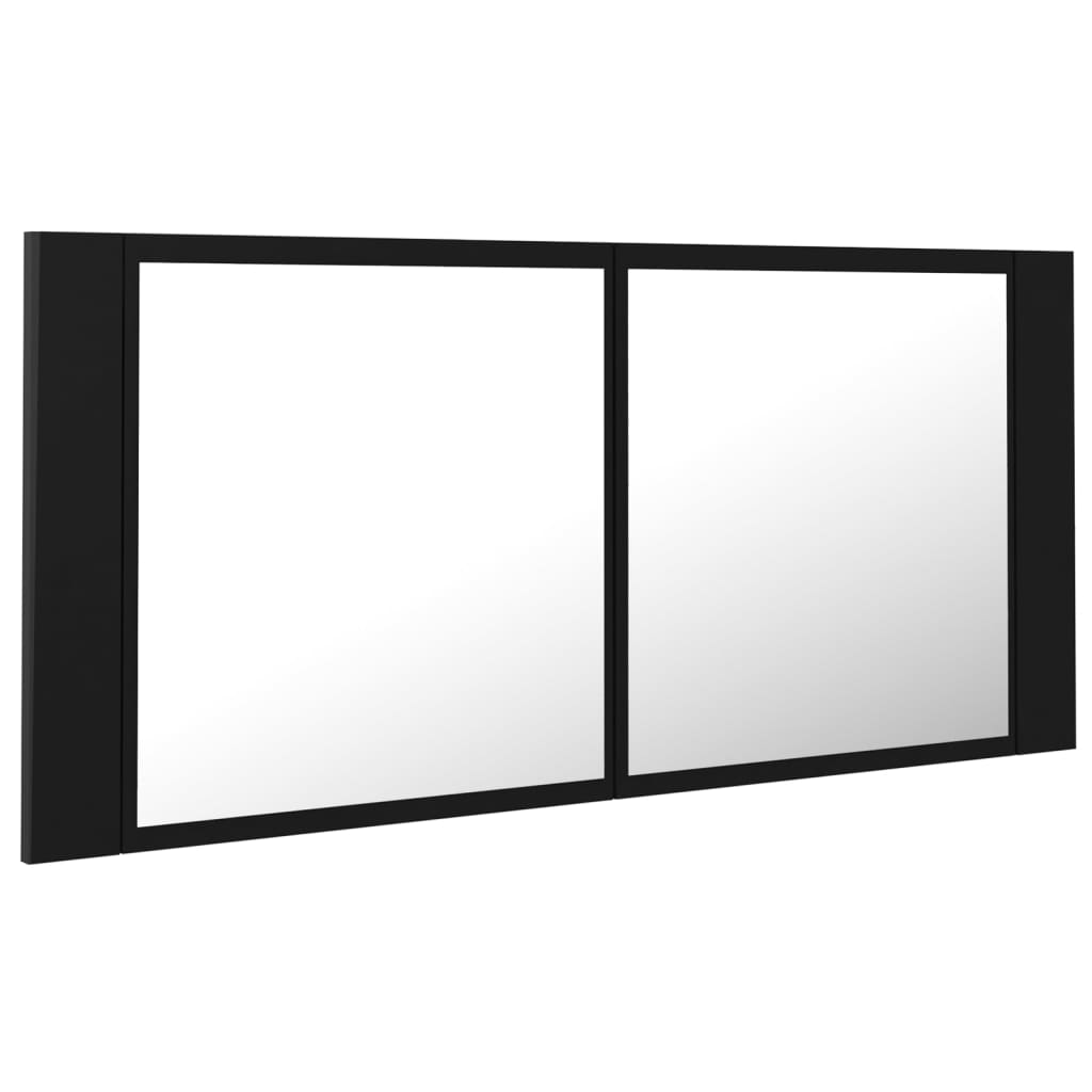 Armoire de toilette LED avec miroir noir 100x12x45 cm acrylique