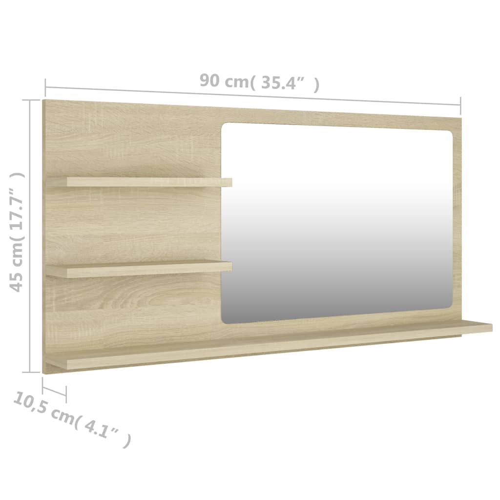 Badspiegel Sonoma-Eiche 90x10,5x45 cm Holzwerkstoff