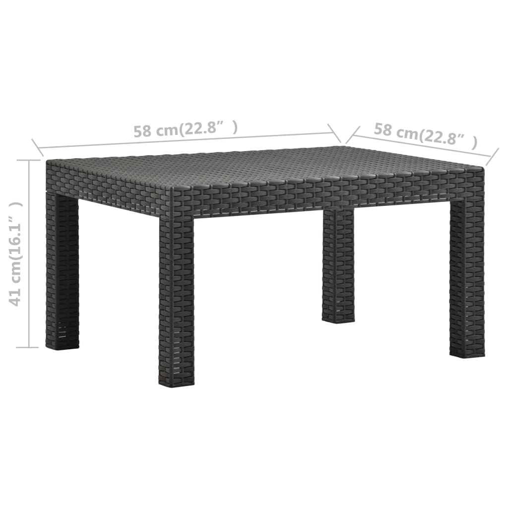 Gartentisch Anthrazit 58x58x41 cm PP Rattan