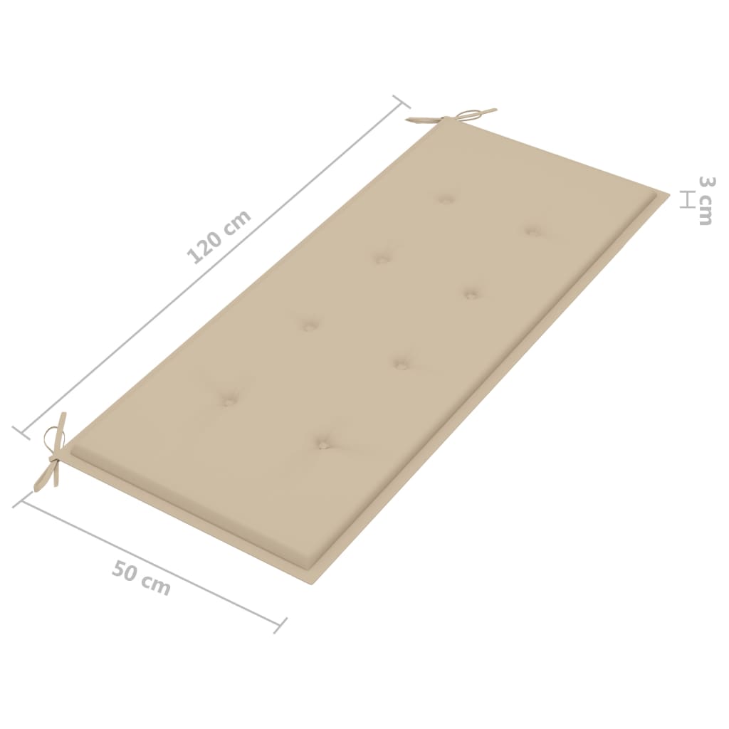 2-Sitzer-Gartenbank mit Auflage 120 cm Grau Eukalyptusholz