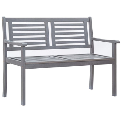 Banc de jardin 2 places avec coussin 120 cm bois d'eucalyptus gris